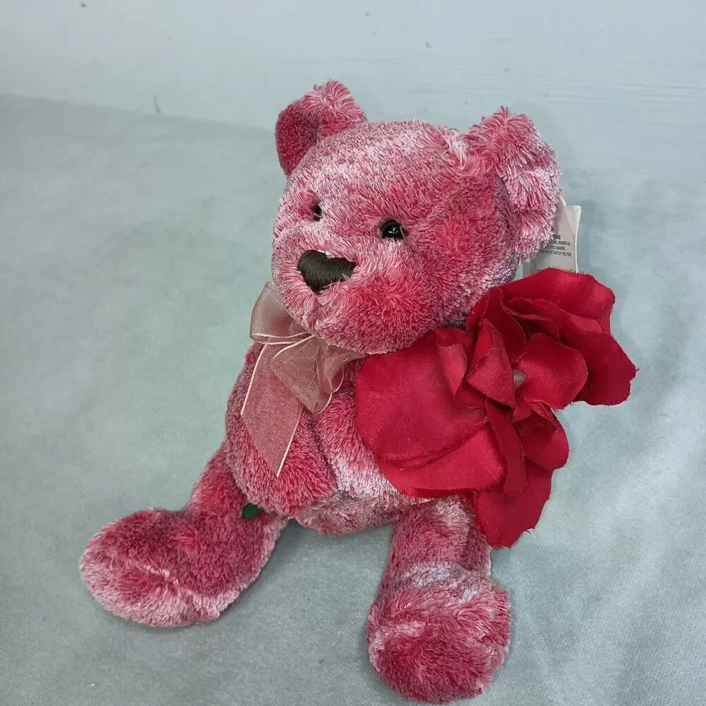 READ Dan Dee Valentines Day Gift Teddy Bear Holding Red Rose Plush 7” Present